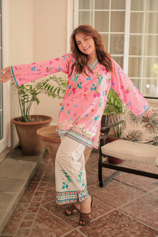Pink Trendy Dananeer Co-Ord Set | Digital Printed 803