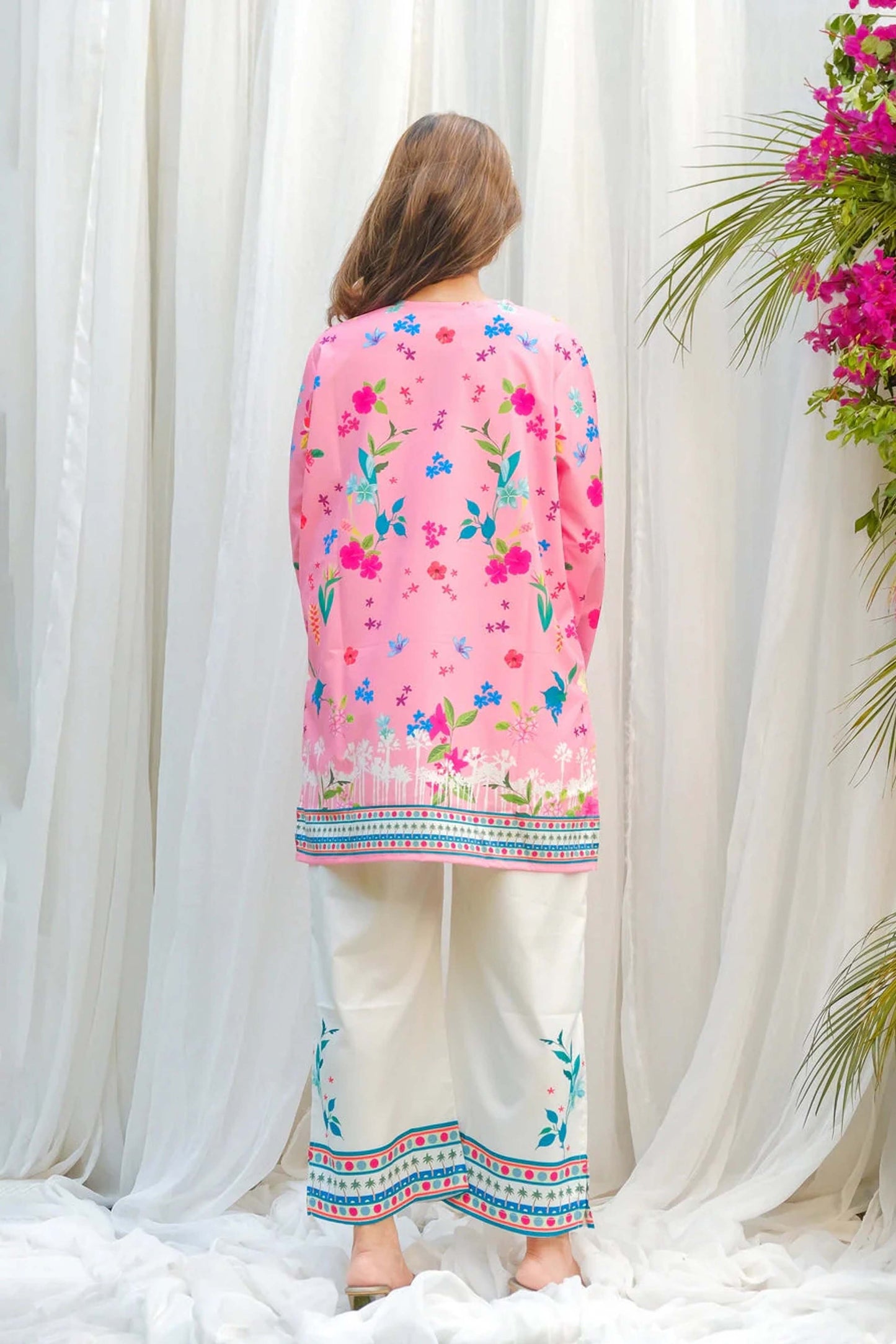 Pink Trendy Dananeer Co-Ord Set | Digital Printed 803