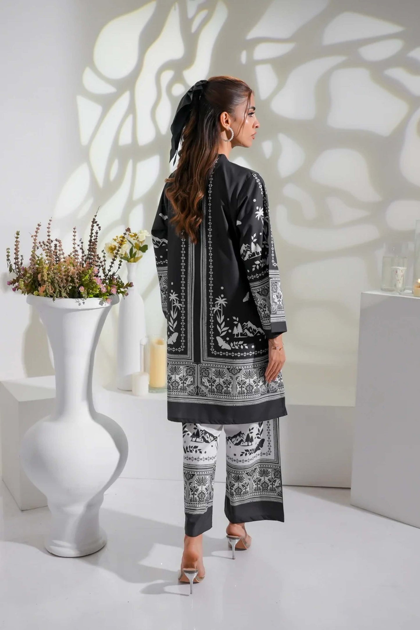 Monochrome Co-Ord Set 2Pc Digital Printed - Z819