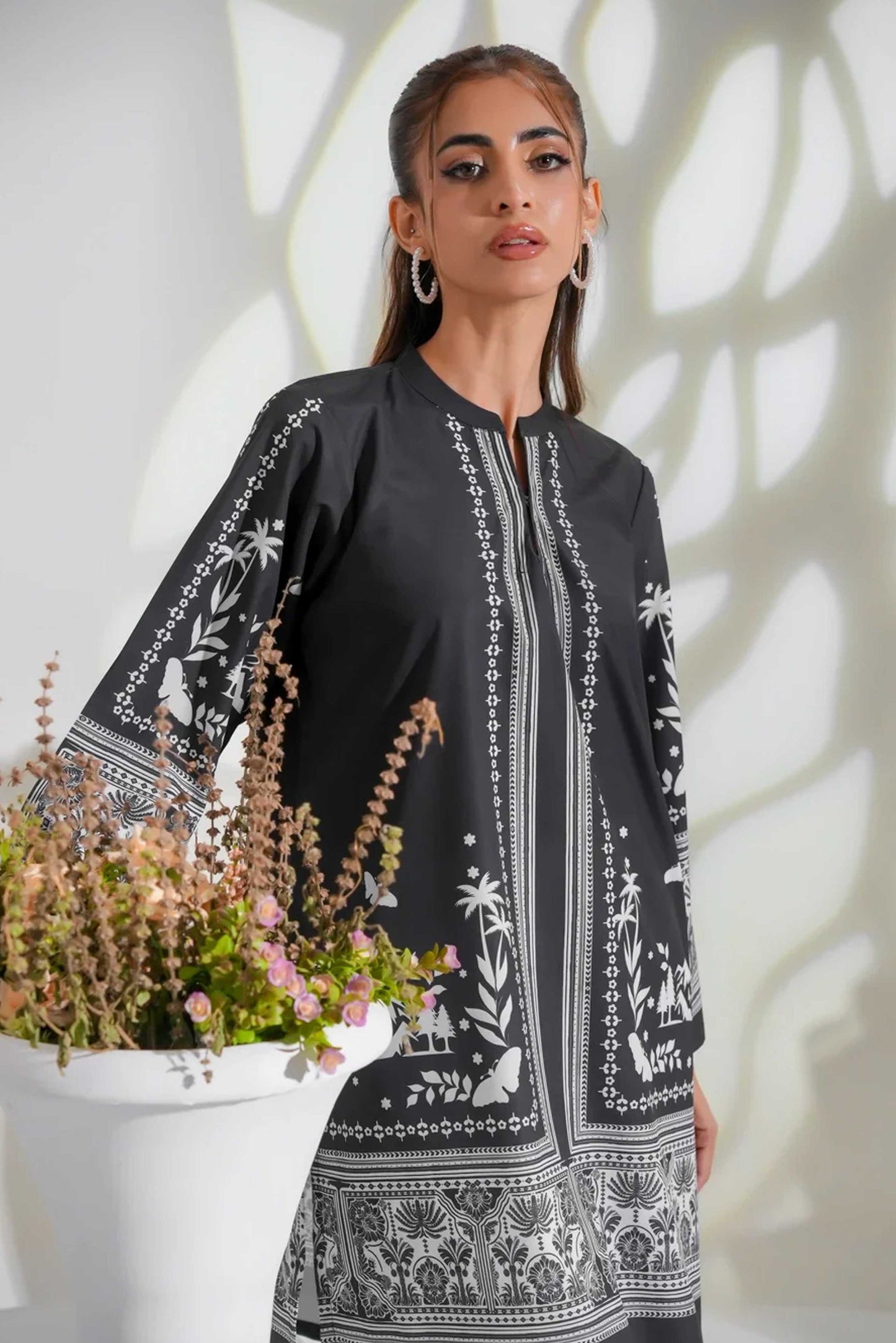 Monochrome Co-Ord Set 2Pc Digital Printed - Z819