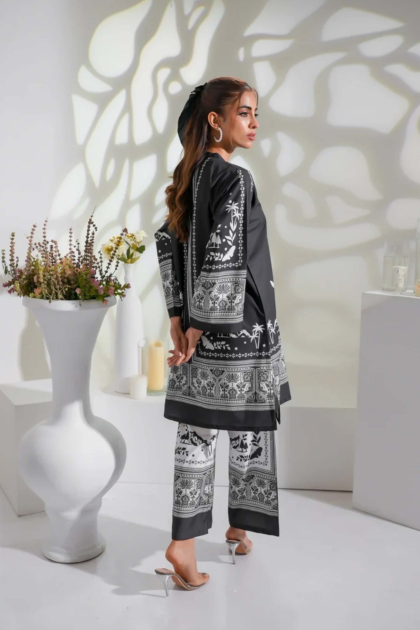 Monochrome Co-Ord Set 2Pc Digital Printed - Z819