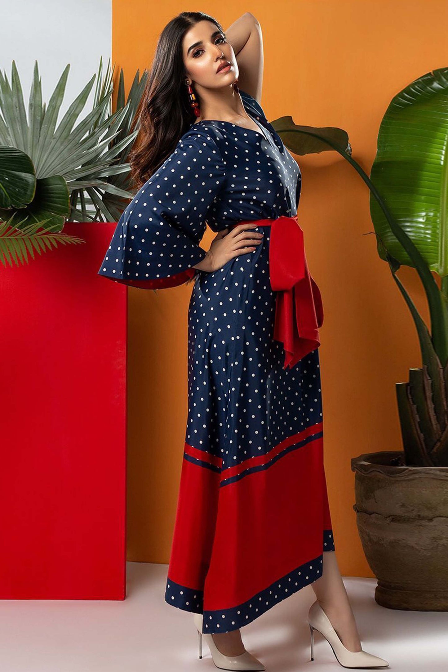 Blue Polka Dot Best Seller Maxi Digital Printed - Z820