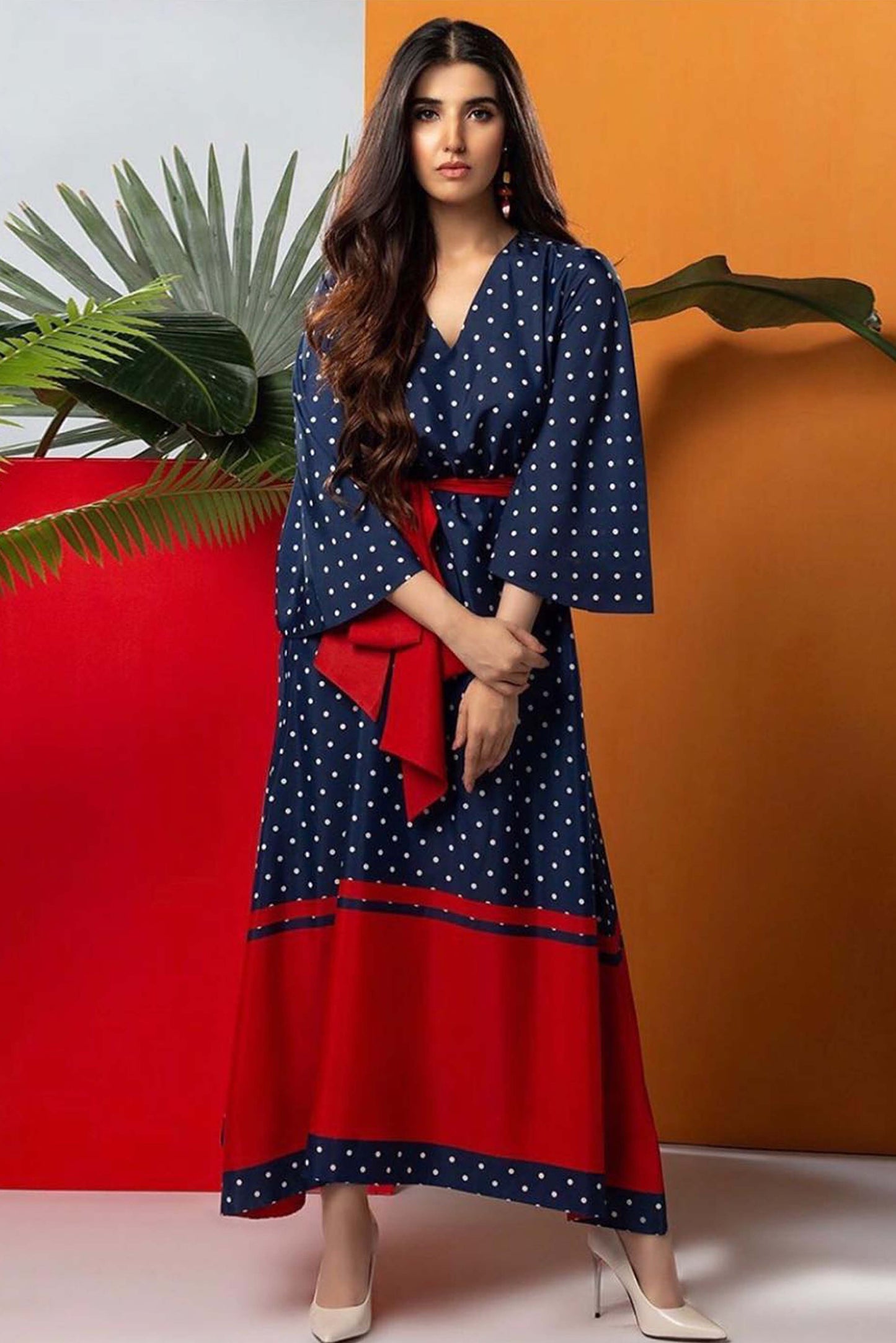 Blue Polka Dot Best Seller Maxi Digital Printed - Z820