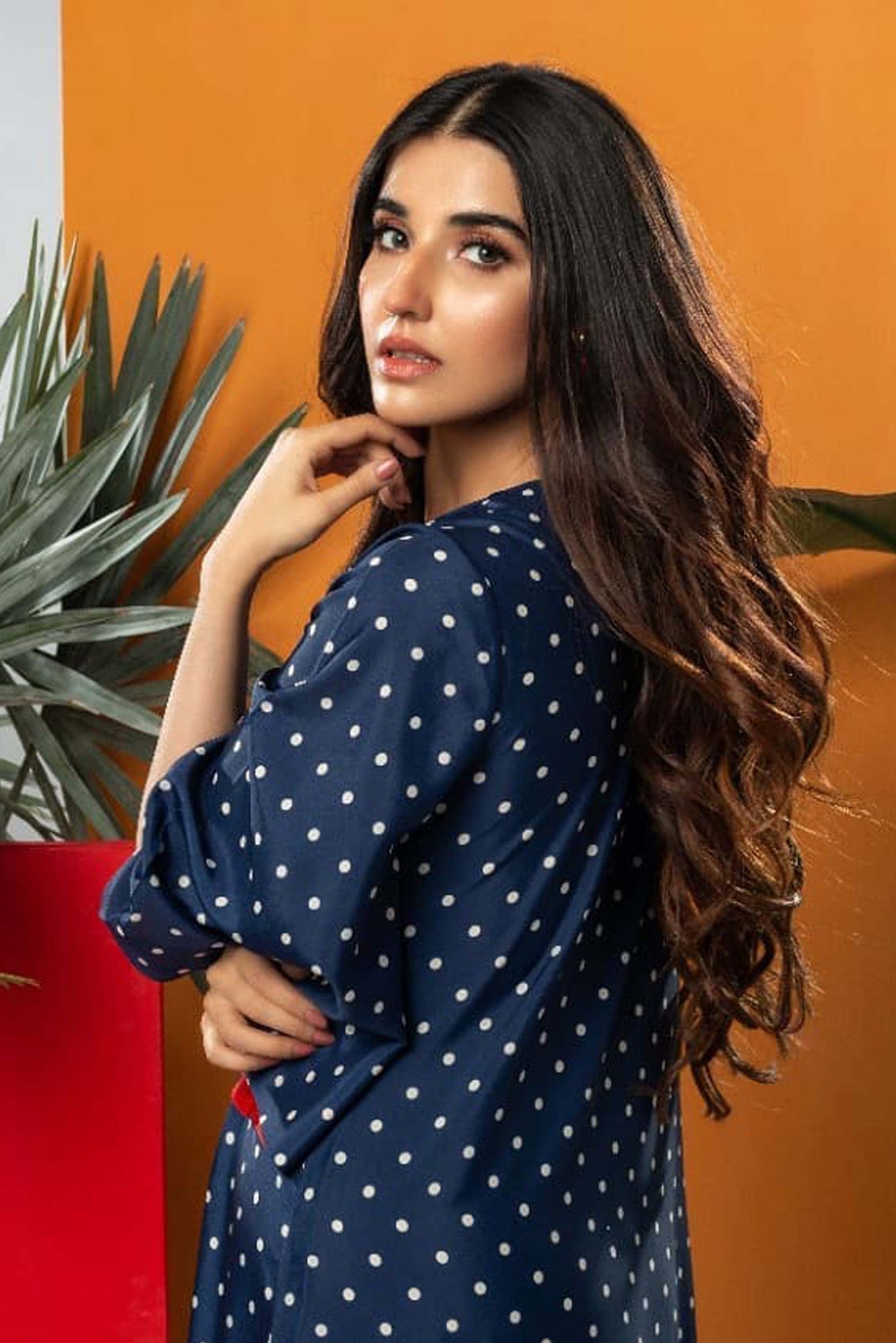 Blue Polka Dot Best Seller Maxi Digital Printed - Z820