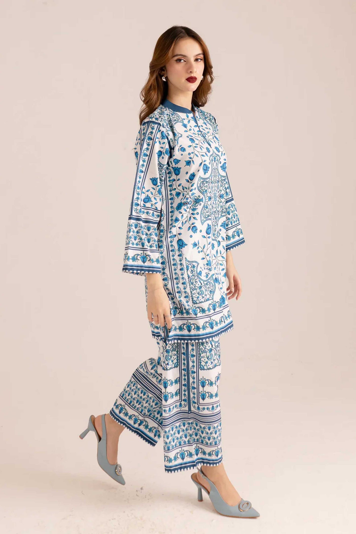 Best Selling Co-Ord Set Digital Printed Poly Lawn- Z824