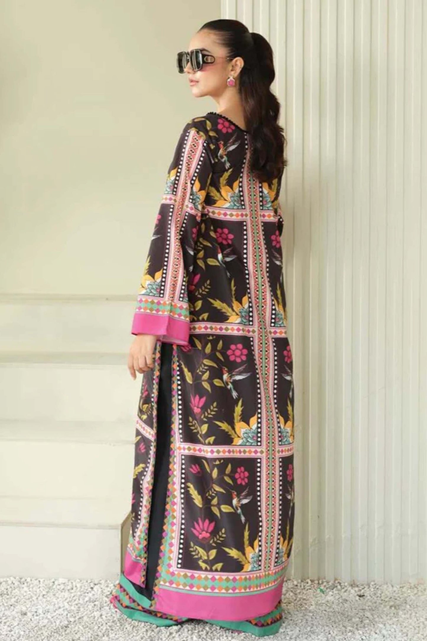 Best Selling Digital Printed Dress In Black Color 2Pcs - Z826
