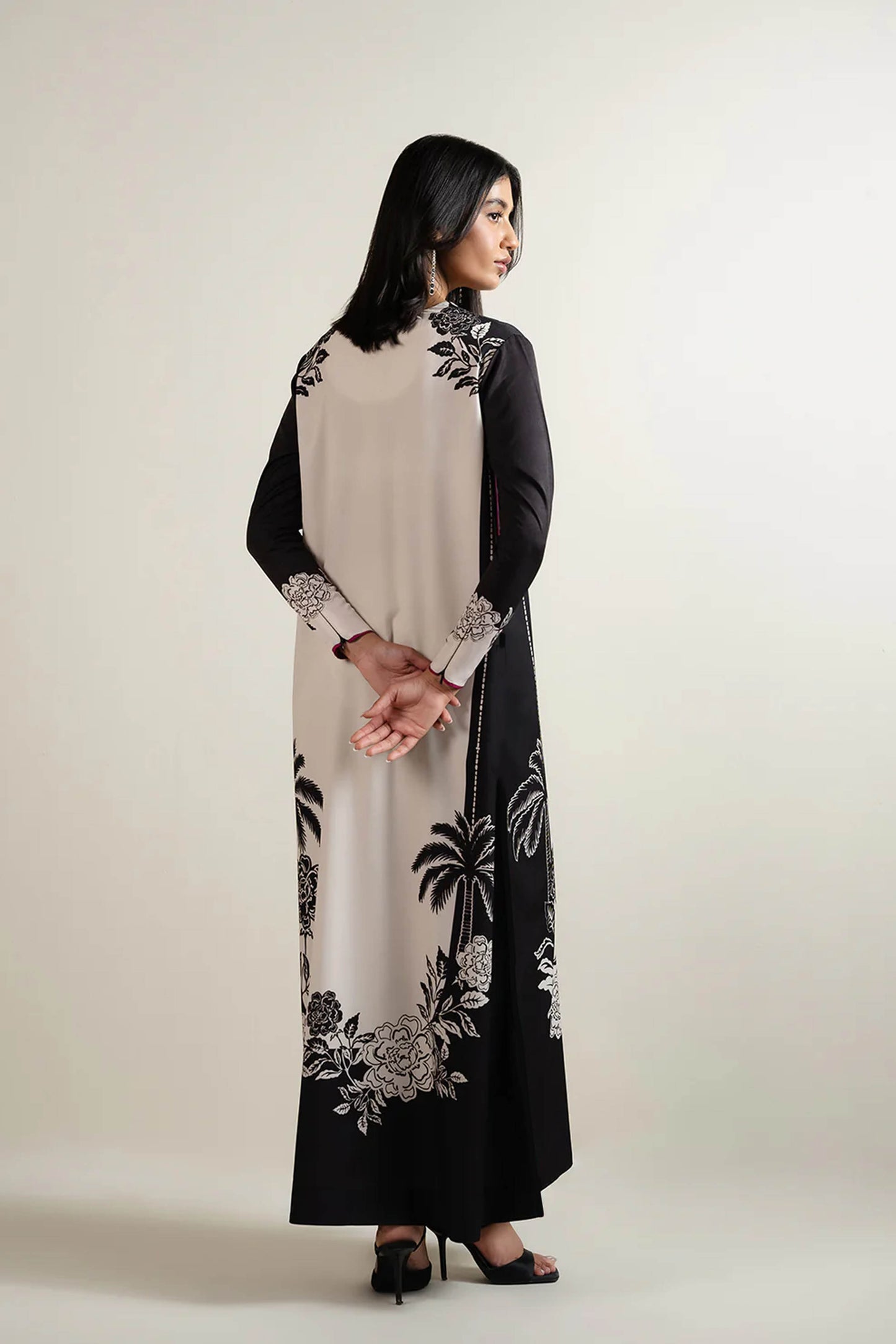 LULU Best Selling Printed Dress In Black Color 2Pcs - 827