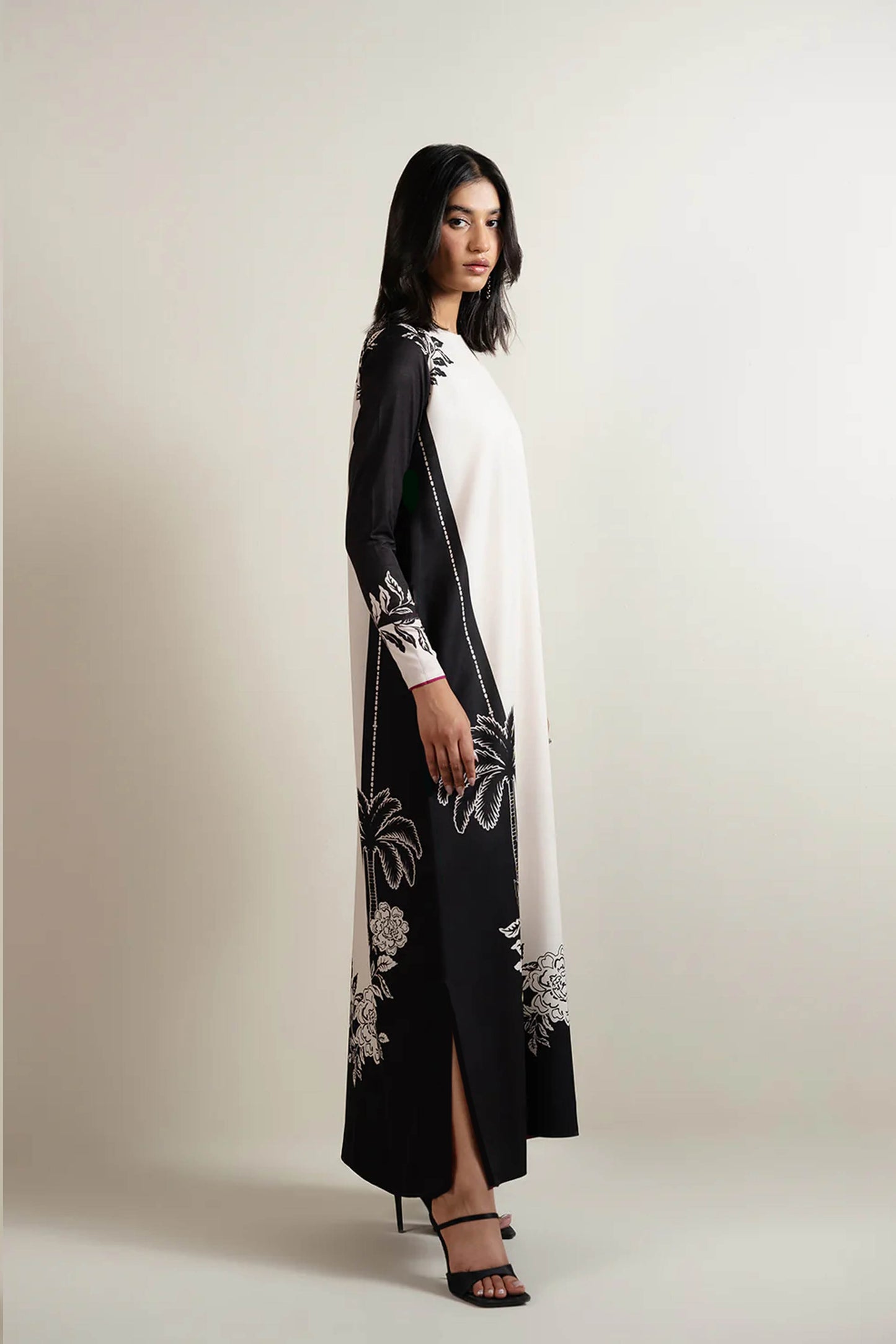 LULU Best Selling Printed Dress In Black Color 2Pcs - 827