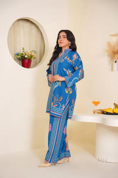 Blue CO-ORD SET Digital Printed - 807