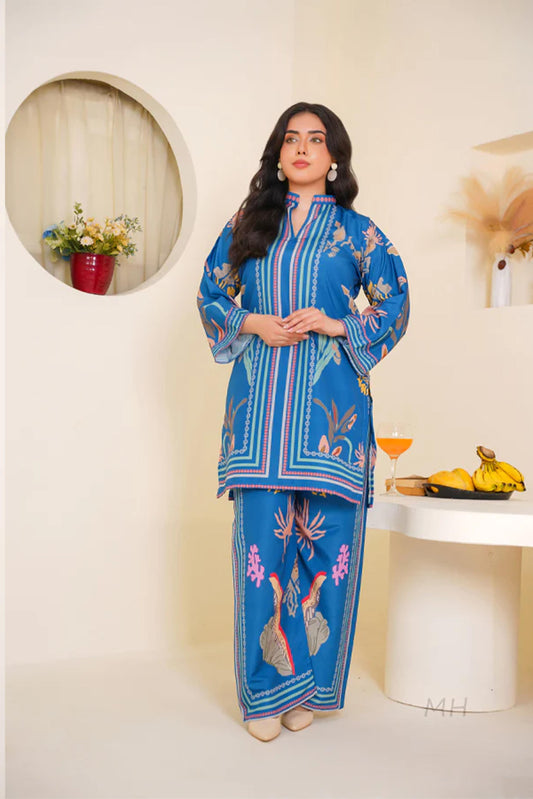 Blue CO-ORD SET Digital Printed - 807