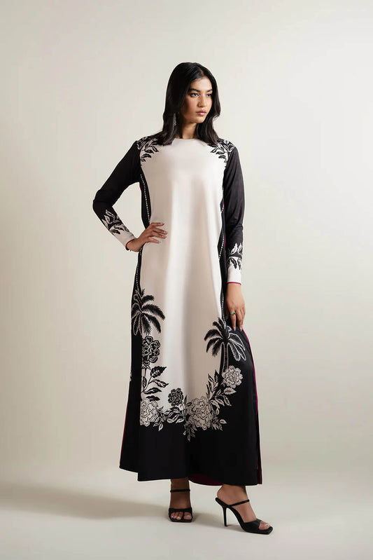 LULU Best Selling Printed Dress In Black Color 2Pcs - 827