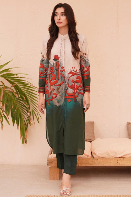 Calligraph Best Seller Printed Dress 2Pcs - 830