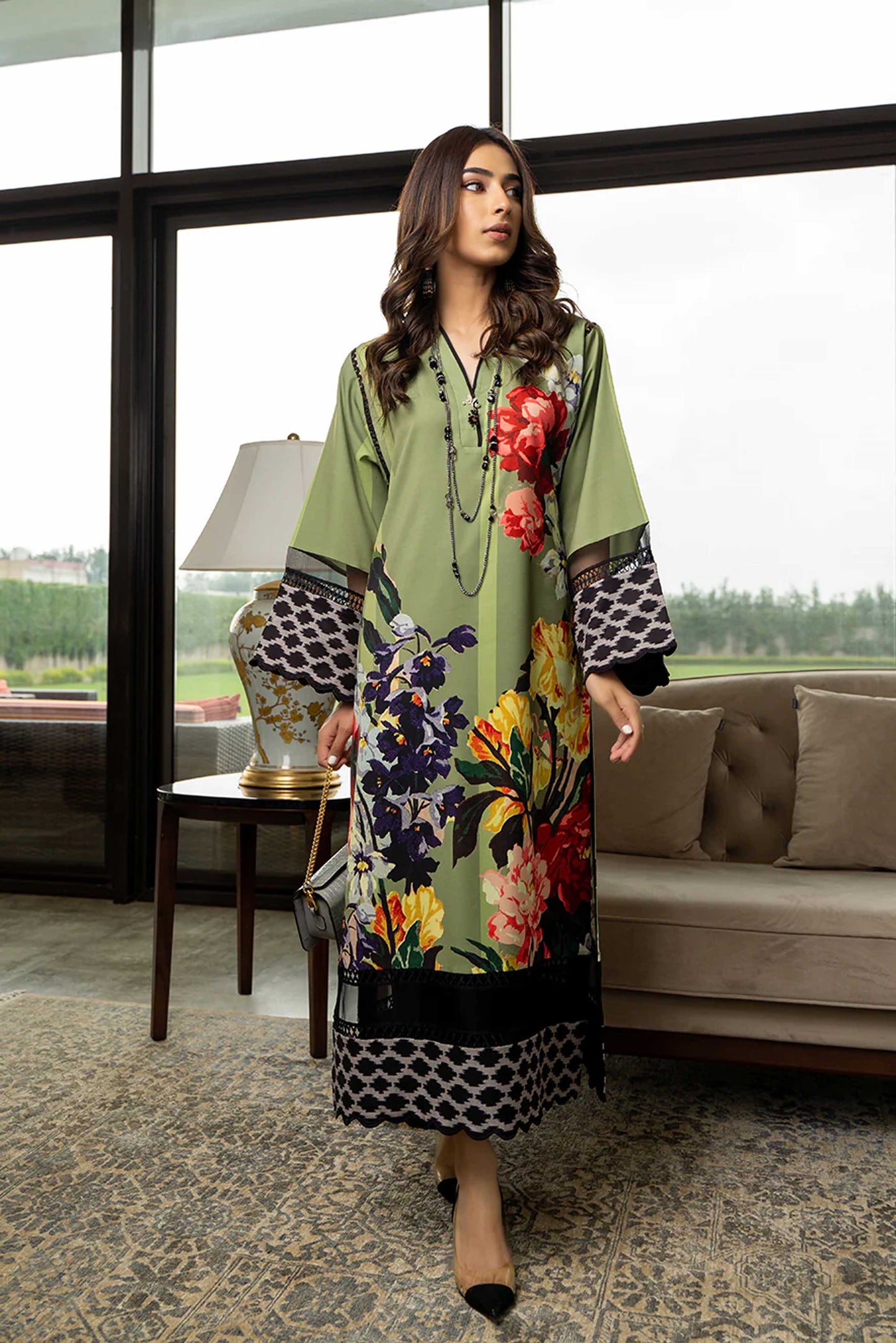 LULU Best Seller Printed Dress 2PC - Khaddar - 860