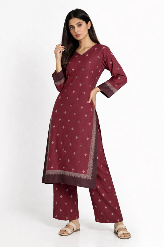 Maroon Color Bana Doria Lawn 2PC - 872