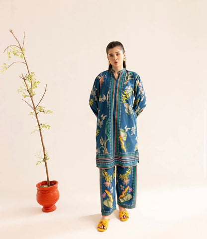 Blue CO-ORD SET Digital Printed - 807