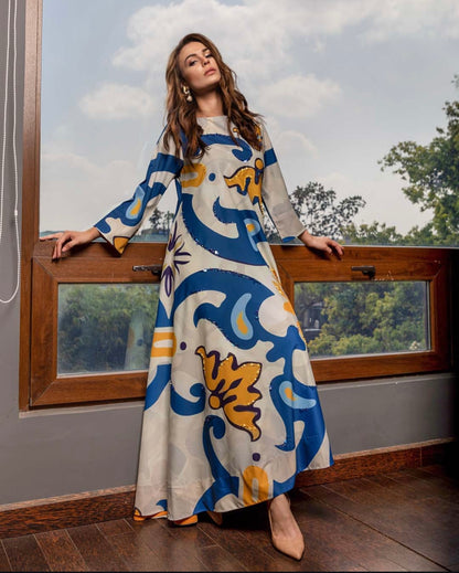 Unstitched 2pcs Long Shirt & Trouser Set - UN-8217