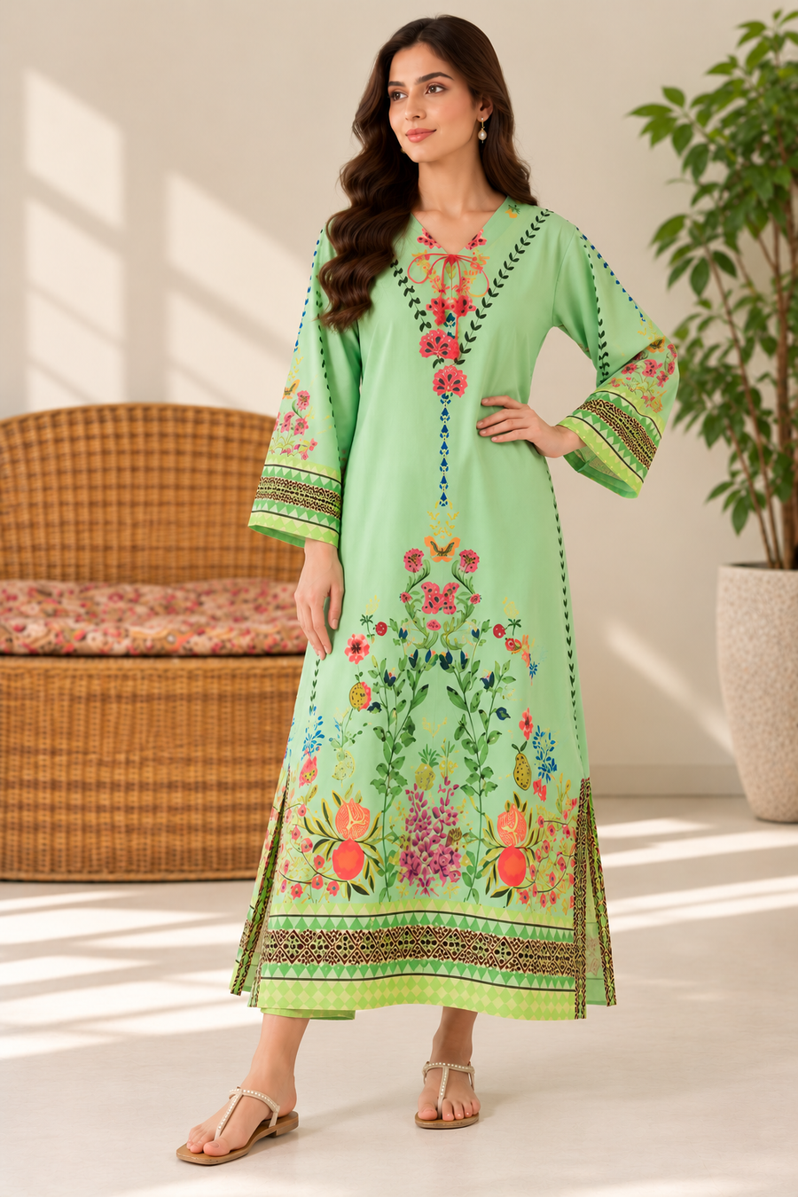Printed Kaftan Long Length - 903
